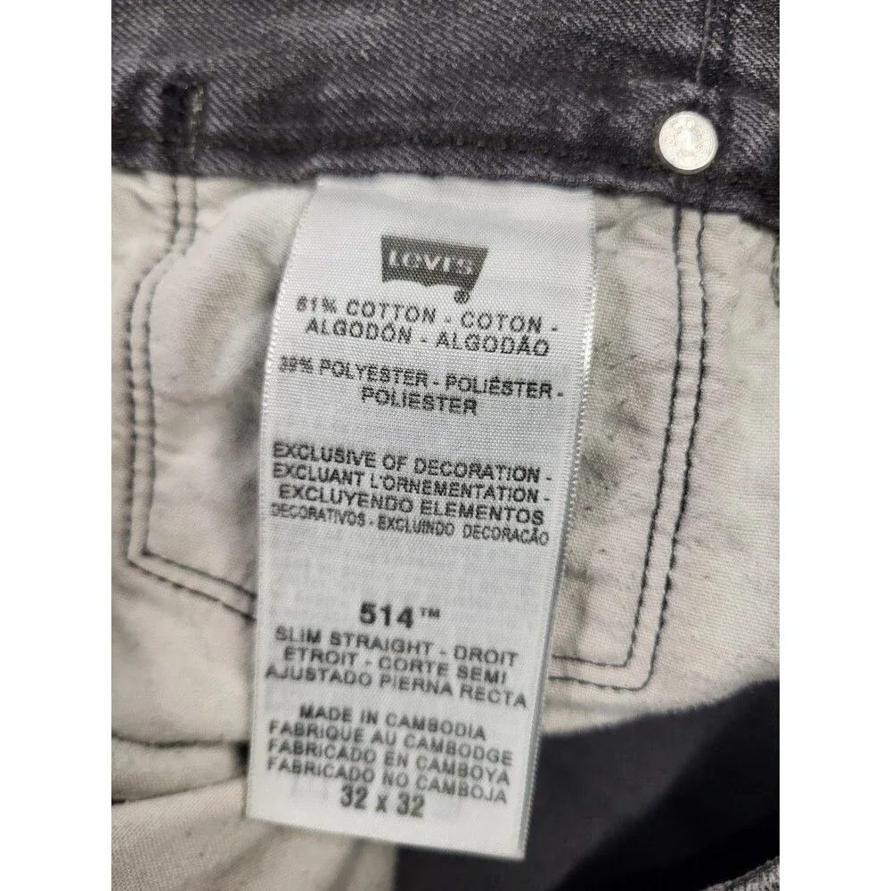 Levi's 514 Slim Straight Jeans – Size 32x32 – Dark Gray / Washed Black